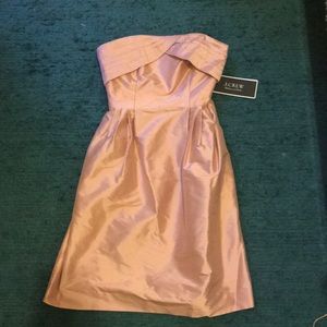 Jcrew pink satin strapless dress